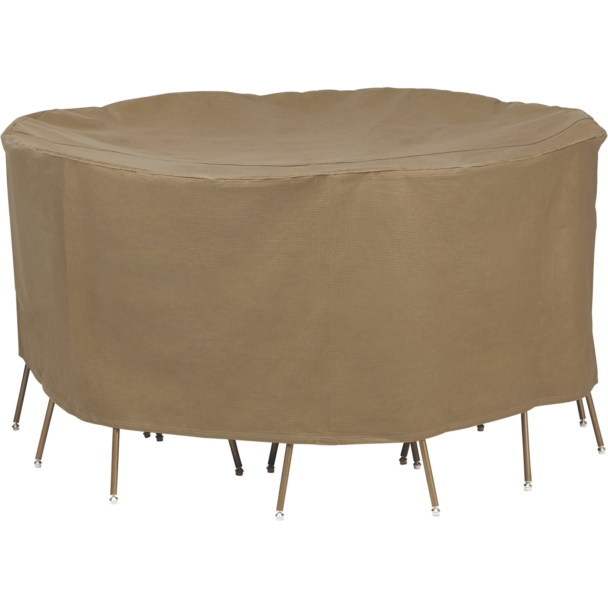 Classic Accessories Duck Covers Essential Round Patio Table and 6-Pc. Chair Set Cover — Latte